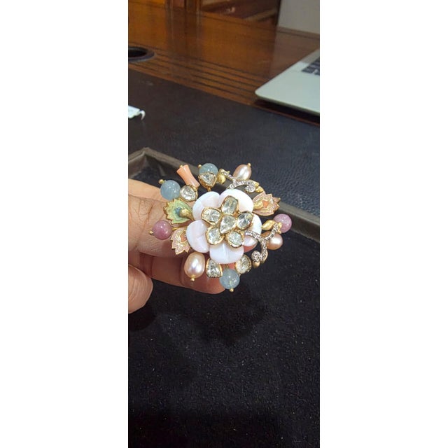 2020s Natural Semi Precious, & Diamond Ring in 14k Gold, Size 3 For Sale - Image 5 of 8