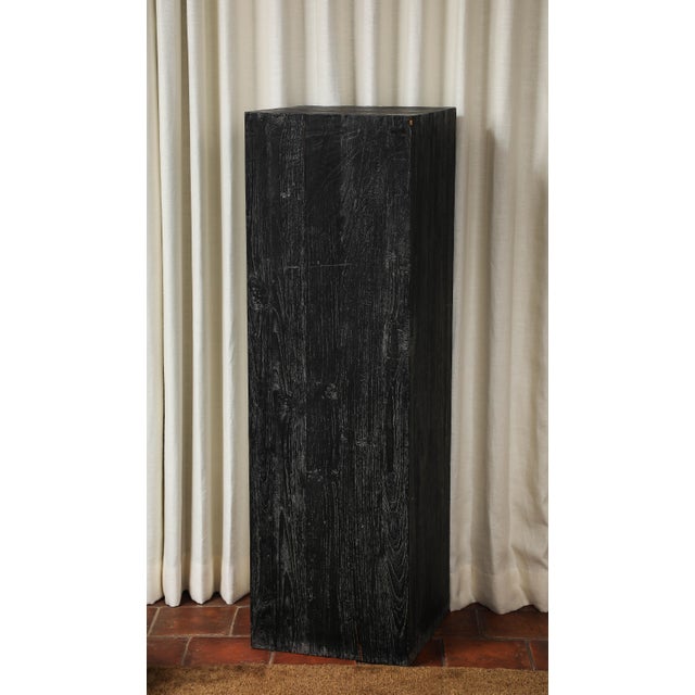 Wood Vintage 20th Century Blackened Oak Pedestal For Sale - Image 7 of 14