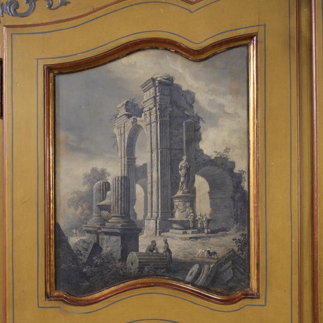 Small 20th Century Lacquered, Gilded and Painted Piedmontese Wardrobe, 1950s For Sale - Image 4 of 13