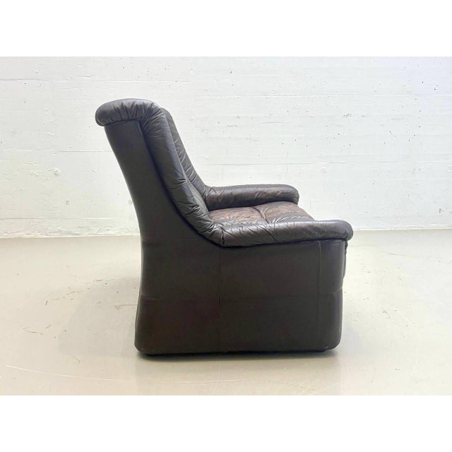 Vintage Black Leather Sofa, 1970s For Sale - Image 3 of 15