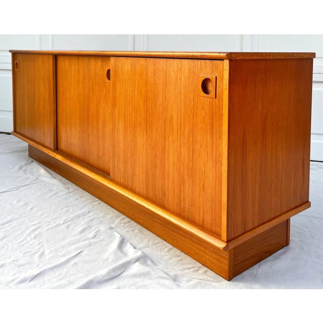 Dyrlund Mid-Century Modern Danish Sliding Door Cabinet Sideboard For Sale - Image 10 of 13