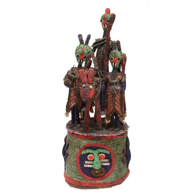African Tribal Yoruba Beaded Ceremonial Crown Altar Headdress For Sale - Image 11 of 11