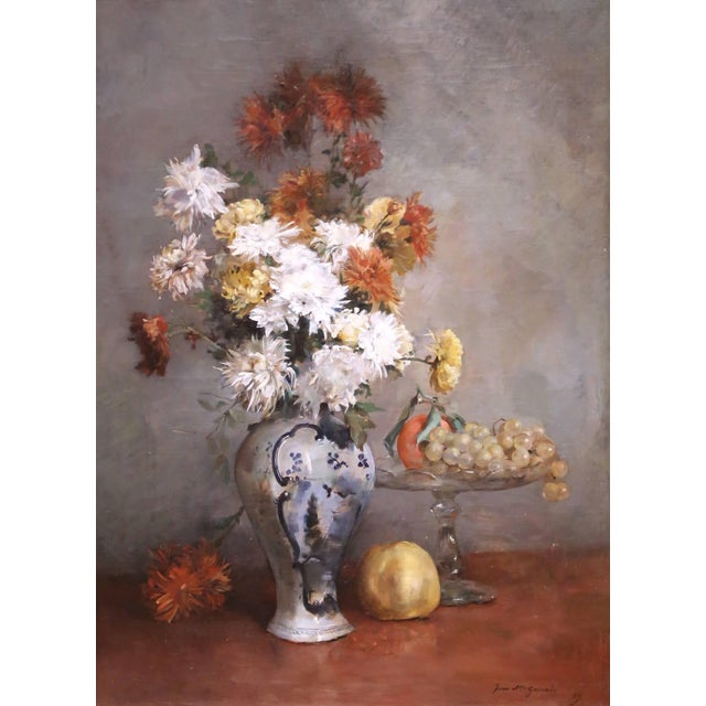 French 19th Century French Floral Still Life Oil Painting Signed Jean A. Gonzalez, 1889 For Sale - Image 3 of 14
