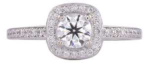 18k White Gold Diamond Engagement Ring, Size 7