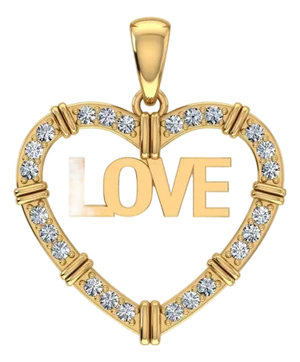 10K Yellow Gold Round Diamond Womens Love Heart Pendant 1/4 Cttw