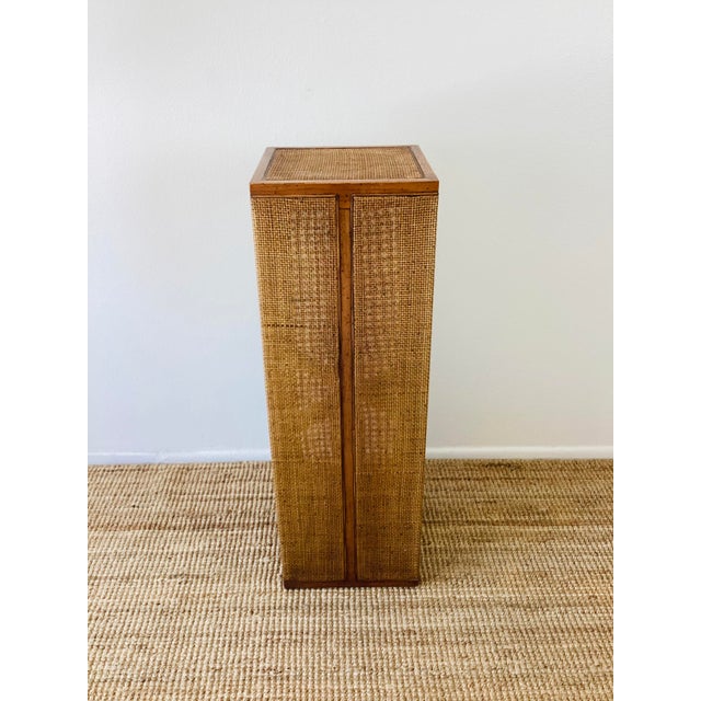 Vintage 1970s Woven Rattan / Reed Tall Art Pedestal For Sale - Image 12 of 12