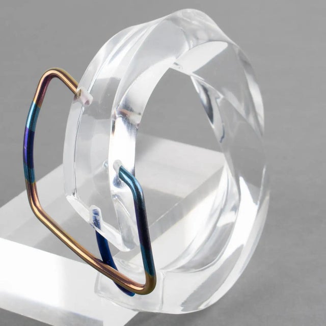Transparent Lucite Plexiglass Bangle Bracelet with Anodized Aluminum Belt Buckle For Sale - Image 13 of 15