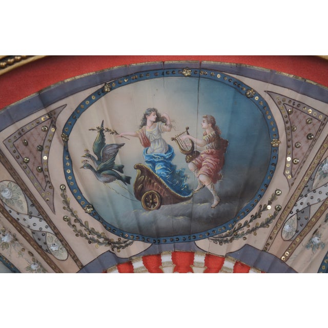 Antique 18th Century French Neoclassical Hera's Chariot Hand Fan Shadowbox For Sale - Image 6 of 12