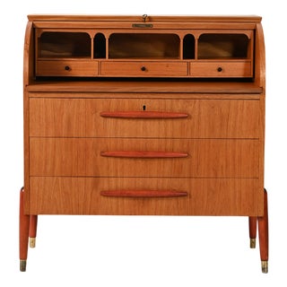 Roll-Top Secretary from Bröderna Gustafssons, 1950s For Sale
