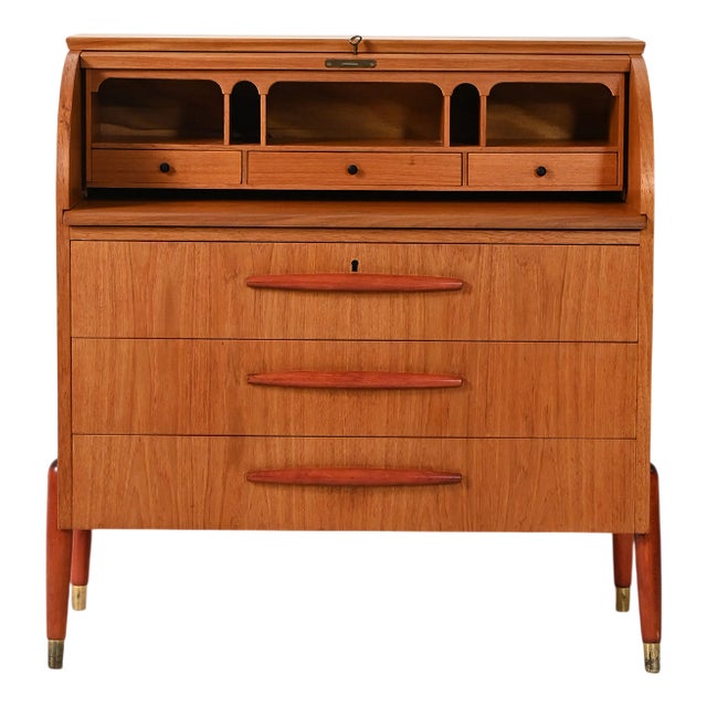 Roll-Top Secretary from Bröderna Gustafssons, 1950s For Sale
