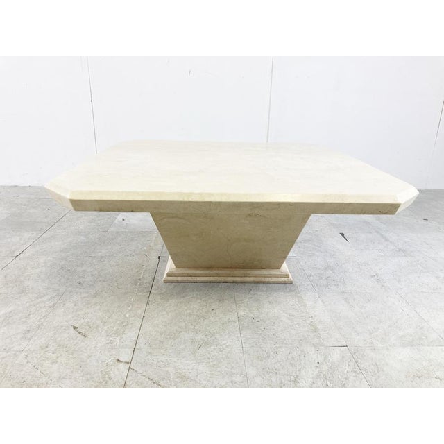Vintage Travertine Hidden Bar Coffee Table, 1970s For Sale - Image 4 of 11