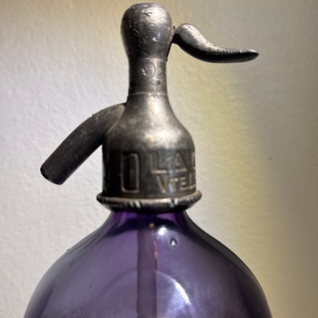 Industrial Antique Pedro Francisco Adamo Purple Seltzer Bottle From Argentina For Sale - Image 3 of 10