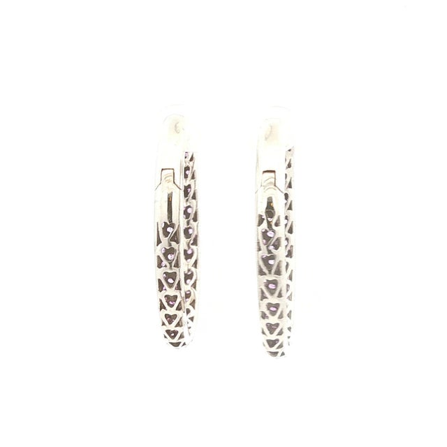 Contemporary Sterling Pave Amethyst Inside Outside Hoops, A Pair For Sale - Image 3 of 3