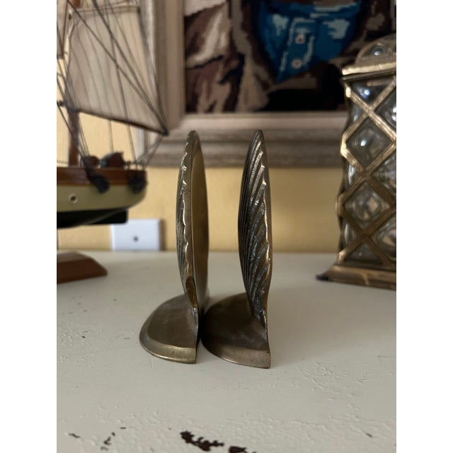 1990s Palm Beach Collections- Vintage Brass Shell Bookends - A Pair For Sale - Image 5 of 8