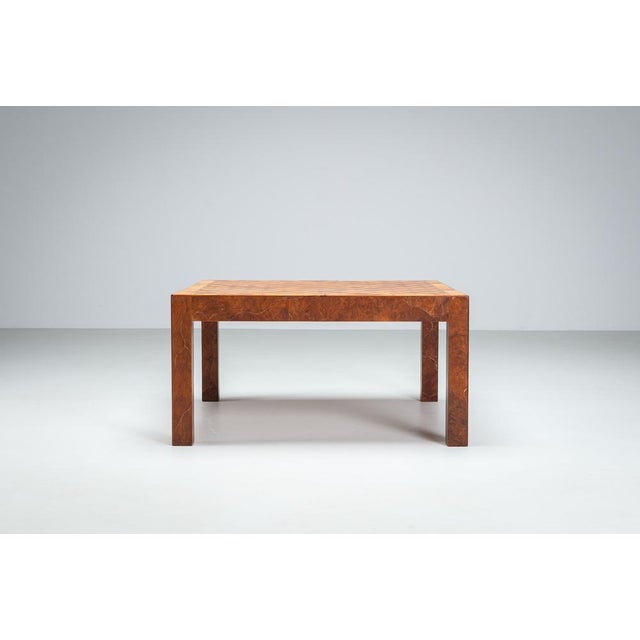 Square Italian Coffee Table with Burl Wood Inlaid Parquetry Top, 1950s For Sale - Image 4 of 15