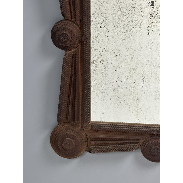 Antique Tramp Art Folk Art Distressed Mirror, Austria, 1890s For Sale - Image 9 of 17