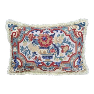 Needlepoint & Fringe Accent Pillow For Sale