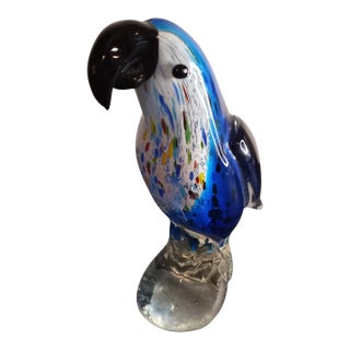 1960s Art Glass Parrot Figurine For Sale