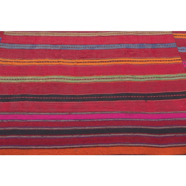 Mid 20th Century Colorful Vintage Turkish Striped Kilim Rug - 09'05 X 09'07 For Sale - Image 5 of 10