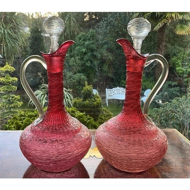 Antique Rosa Chine Claret Jugs Ewers from Loetz, 1890, Set of 2 For Sale - Image 14 of 15