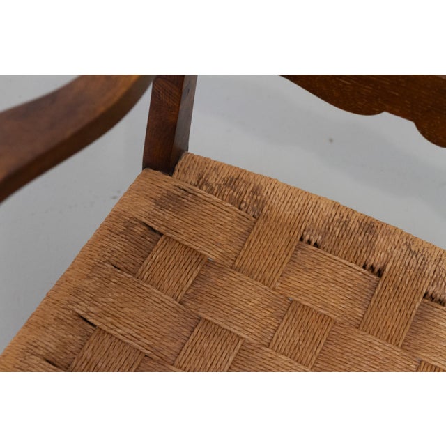 Danish Art Nouveau Lounge Chair in Oak and Papercord, 1930s. For Sale - Image 18 of 18