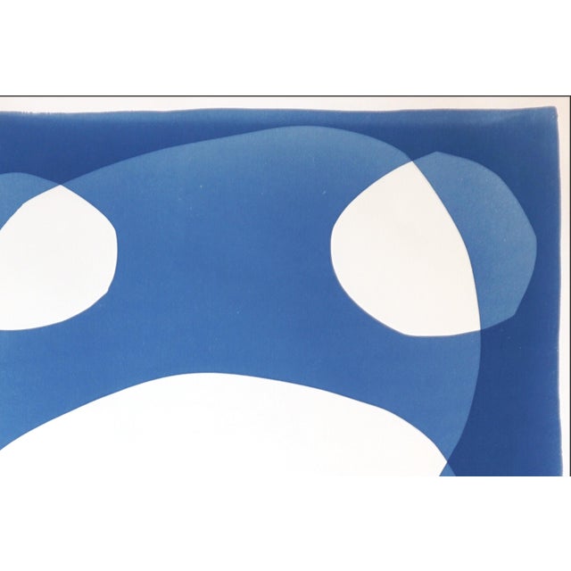 Contemporary 2026, Minimalist Unique Cyanotype , Organic Forms in Blue Tones, Under the Abyss, Monotype on Watercolor Paper For Sale - Image 3 of 8