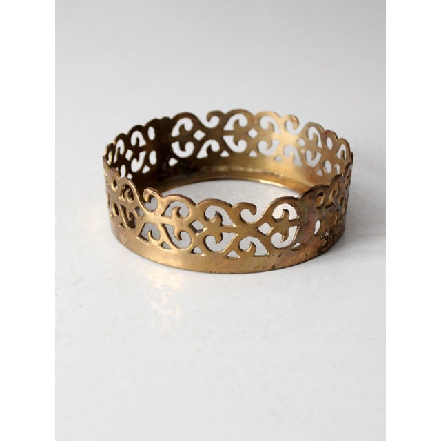 Vintage Brass Pillar Candle Holder For Sale - Image 6 of 10