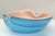 Mid-Century Modern Italian Murano Clear Turquoise Blue & Light Peach Blown Art Glass Bowl 1960 For Sale - Image 3 of 13