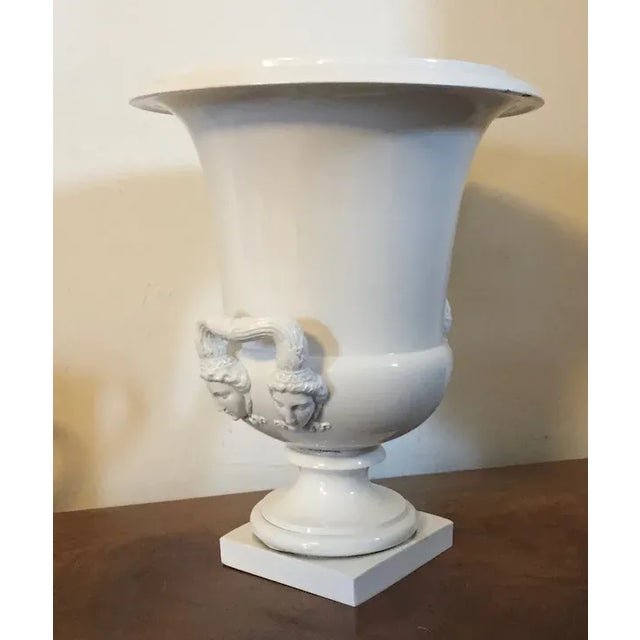 Antique Early 19th Century French Empire Porcelain Campagna Urn with Mask Handles For Sale In New York - Image 6 of 13