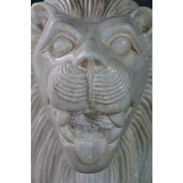 Off-white Monumental Capital of Ashoka Sculptural Lion Marble Statue Pedestal Center Table For Sale - Image 8 of 15