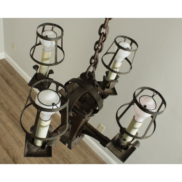 Antique Arts and Crafts 4 Light Chandelier For Sale - Image 11 of 13
