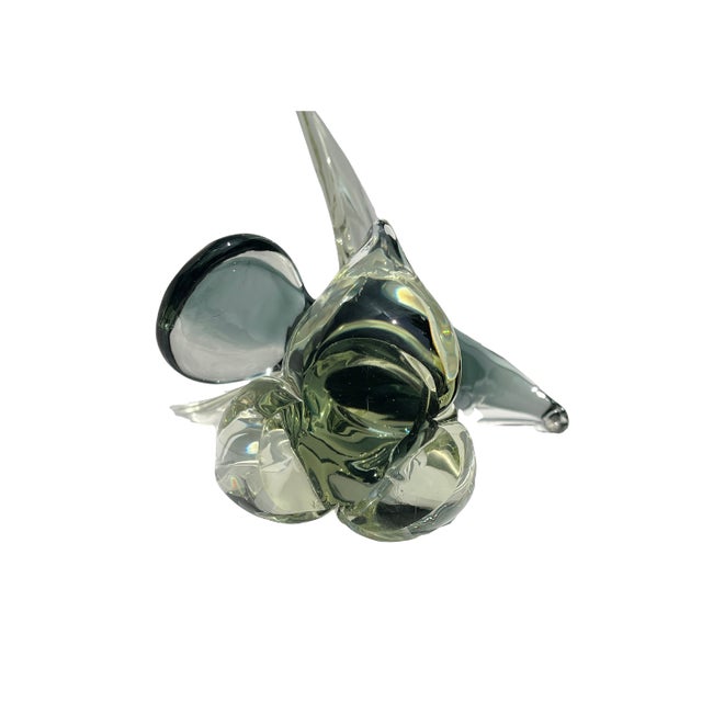 Vintage Modernist Blown Art Glass Bird Sculpture 9.5” Heavy Murano Style Statement Piece For Sale - Image 9 of 10