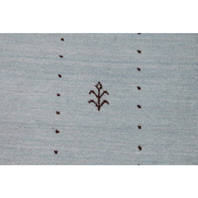 Late 20th Century Bohemian Gabbeh Light Blue Wool Rug - 8'4'' X 10'0'' For Sale - Image 9 of 10