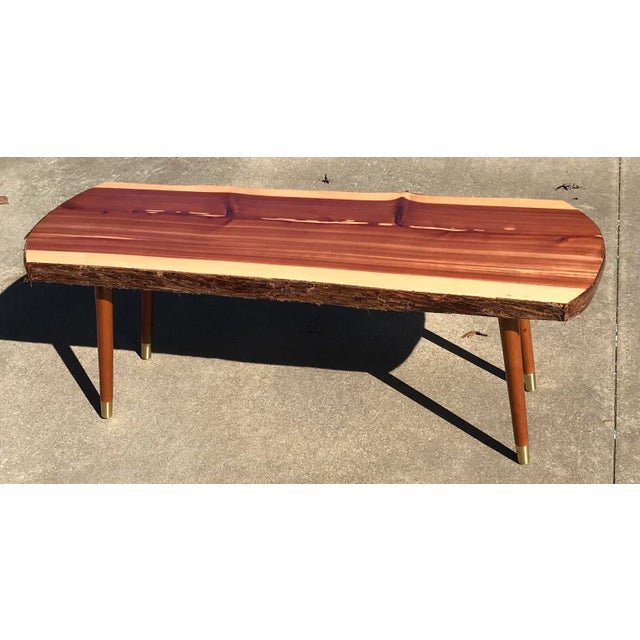 Vintage Live Edge Cedar Plank Coffee Table For Sale - Image 10 of 10