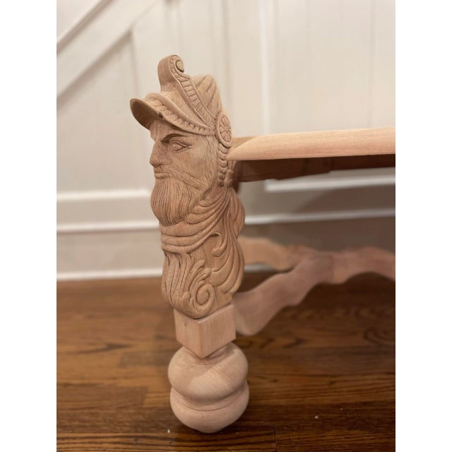 French Bleached Oak Coffee Table From Estate in France, British Colonial Style - 20th Century For Sale - Image 9 of 12