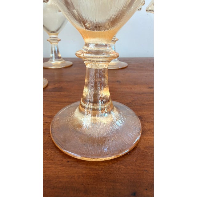 11 Vintage 1960s French Marigold Amber Glass Footed Ice Cream Pedestal Bowls For Sale - Image 4 of 13