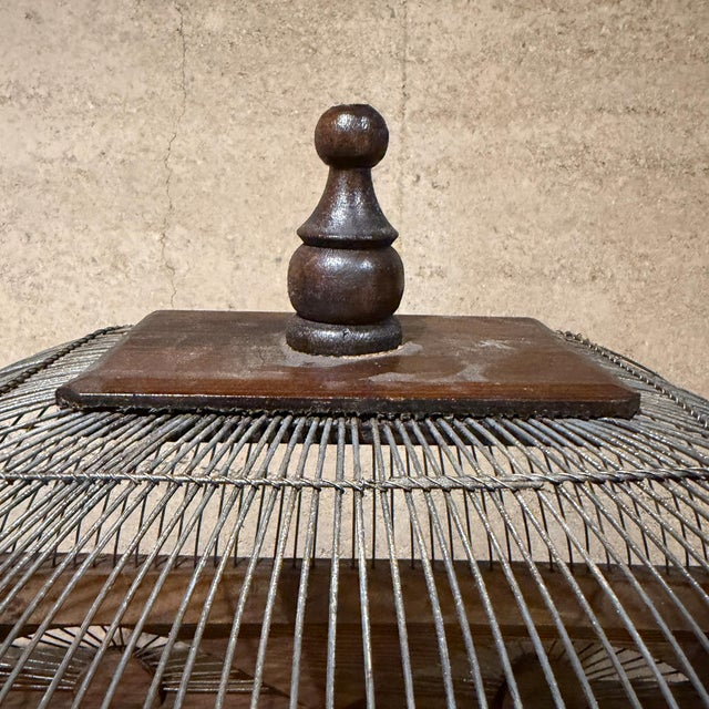 Victorian Vintage Victorian Architectural-Style Wooden Birdcage Wood Steel For Sale - Image 3 of 12