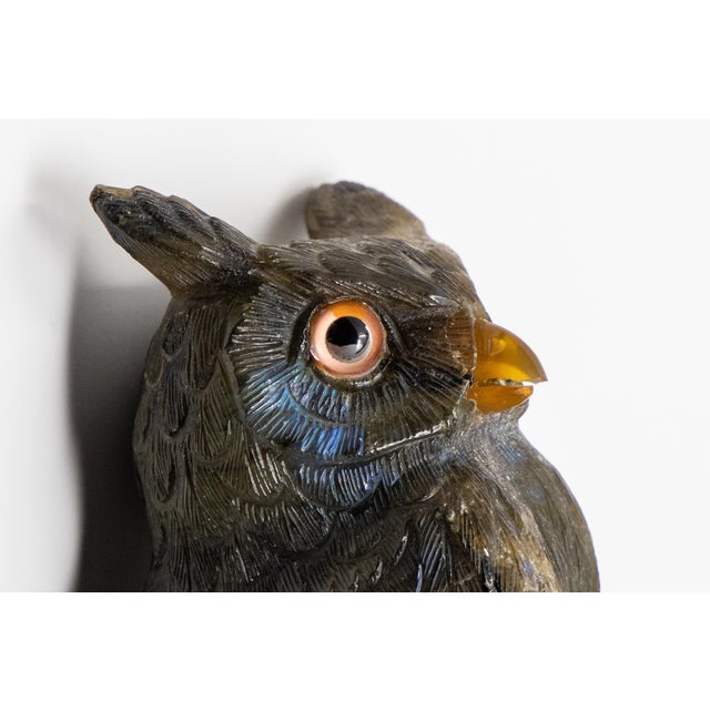 Vintage Hand Carved Stone Owl Figurine For Sale - Image 4 of 13