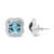 18K White Gold 3/8 Cttw Diamond and 11x11mm Clover-Cut London Blue Topaz Gemstone Halo Clover Stud Earrings (G-H Color, SI1-SI2 Clarity) For Sale - Image 4 of 5
