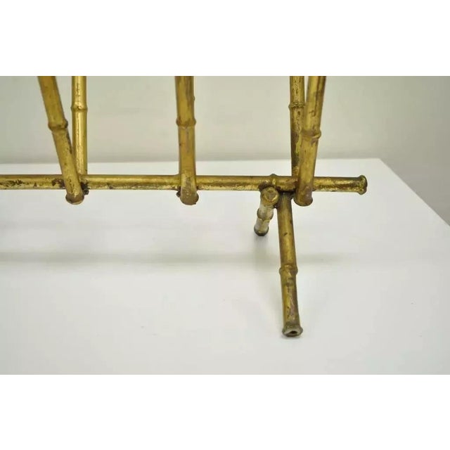 Gold Mid 20th Century Vtg Italian Hollywood Regency Gold Gilt Faux Bamboo Tole Magazine Rack Holder For Sale - Image 8 of 12