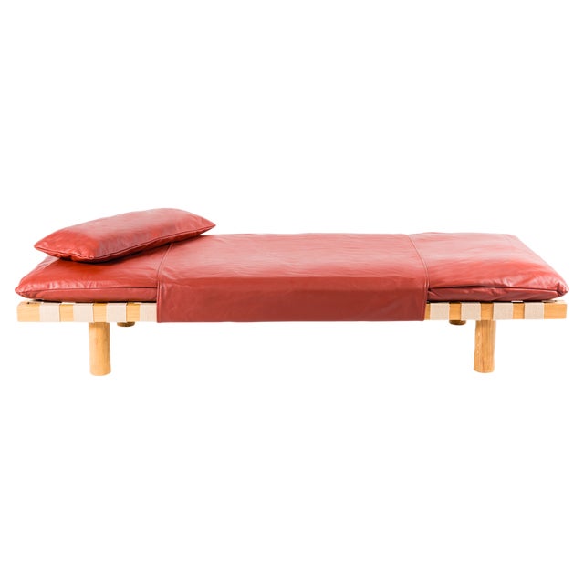 Pallet Daybed 4400LT-ON in Terracotta Leather and Natural Wood Frame by Sebastian Herkner for Pulpo For Sale