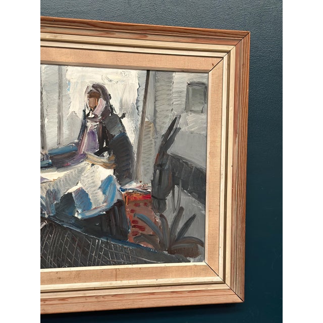 Eric Lo, Figures in Traditional Attire, 1950s, Oil on Canvas, Framed For Sale - Image 5 of 15
