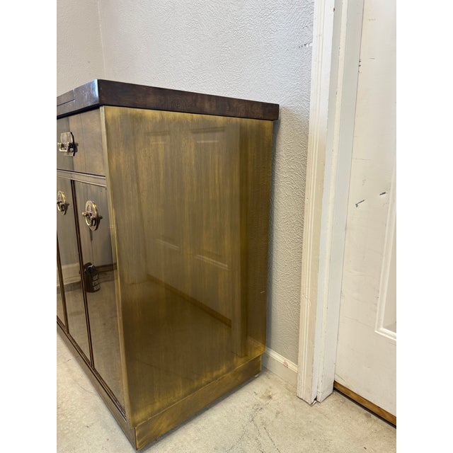 Mid 20th Century Mastercraft Mid 20th Century Brass and Burled Elm Dry Bar Server For Sale - Image 5 of 10