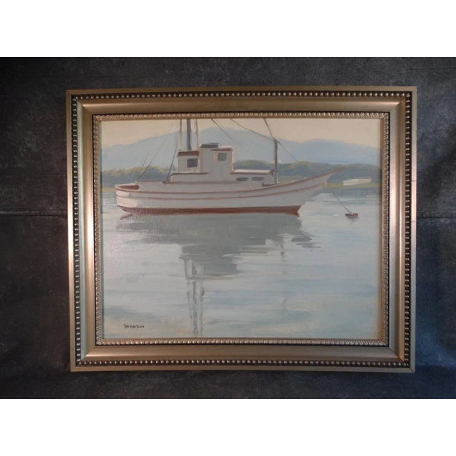 Mid 20th Century Harbor Scene Oil Painting by Sam Hyde Harris, Framed For Sale - Image 4 of 6