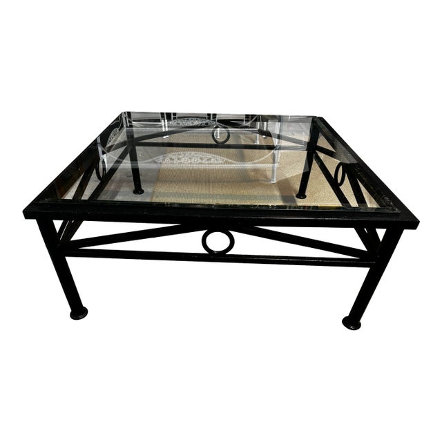 Wrought Iron Black Cocktail - Coffee Table For Sale