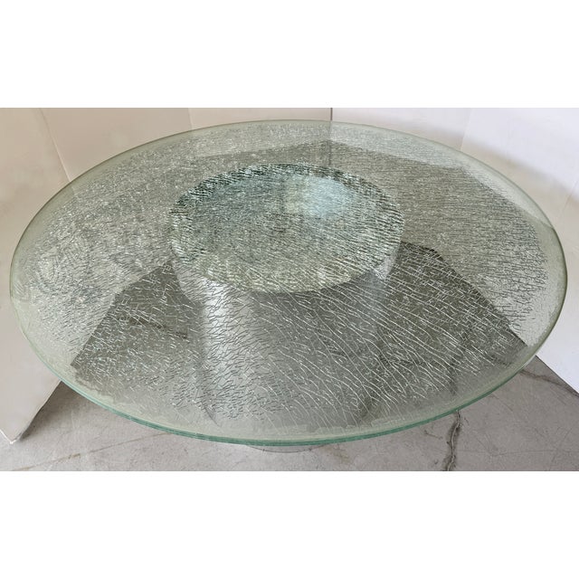 Steve Chase Crackled Glass Dining Table From 80's For Sale In Miami - Image 6 of 8