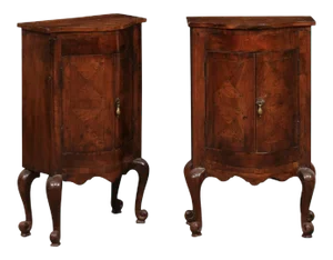 18th Century Italian Walnut 2-Door Bow Front Chests - a Pair