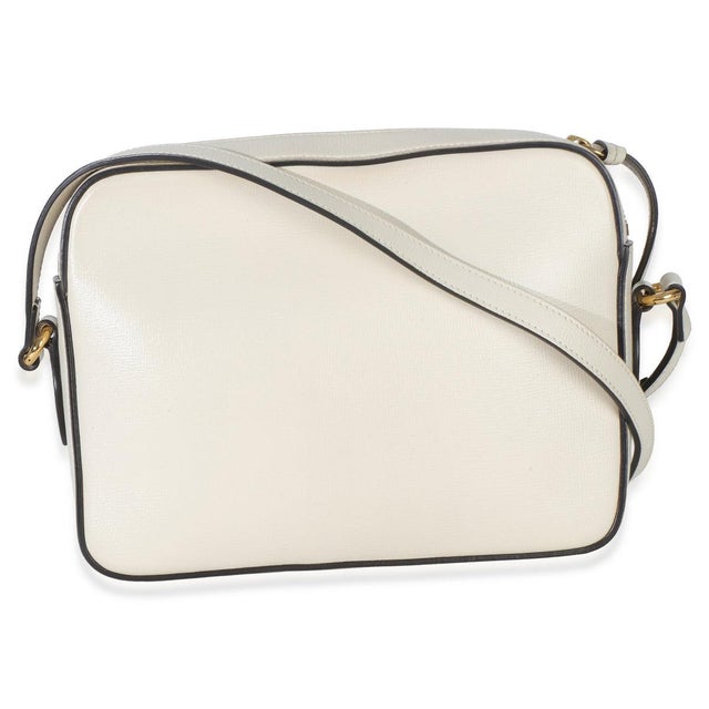 Gucci White Textured Calfskin Small Horsebit 1955 Shoulder Bag For Sale - Image 4 of 9