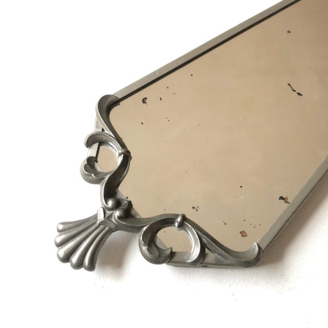 Small Swedish Grace Mirror in Tin and Glass from Svenskt Tenn, 1930s For Sale - Image 6 of 8