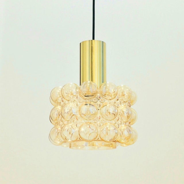 Mid-Century Space Age Amber Bubble Glass Pendant Light by Helena Tynell for Limburg, Germany, 1960s/1970s For Sale - Image 6 of 10